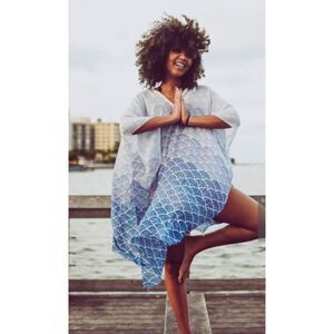 Moon & Meadow Sheer Free One Size Flowy Ombre Tunic Pool Beach Swim Coverup
